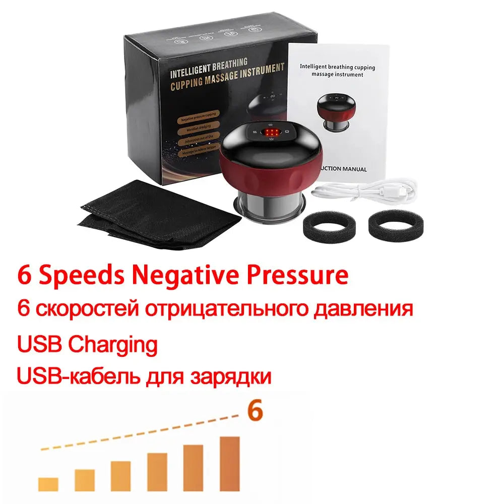 Body Scraping Massage Smart Electric Vacuum Cupping Heating Suction Cup Device Back Neck Arm Massger 6/12 Level Cupping Nova Trendz