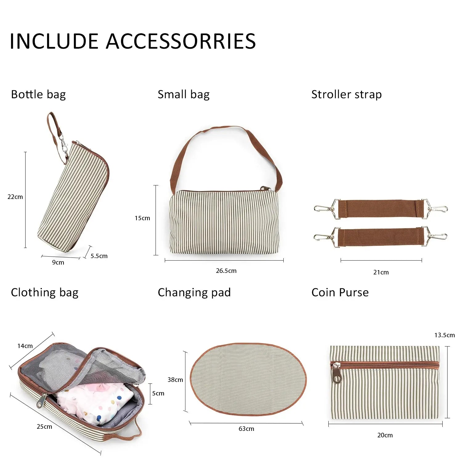 7pcs Nappy Changing Bag Set,Multifunction Mummy Tote Bag Baby Changing Bag Shoulder Handbag Travel Diaper Bag Nova Trendz