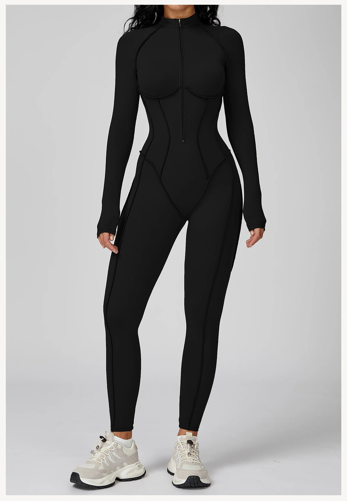 Yoga Bodysuit Long Sleeved Women's Tracksuits Gym Zipper Jumpsuits Sports Workout High-intensity Fitness One-piece Tights Suit Nova Trendz