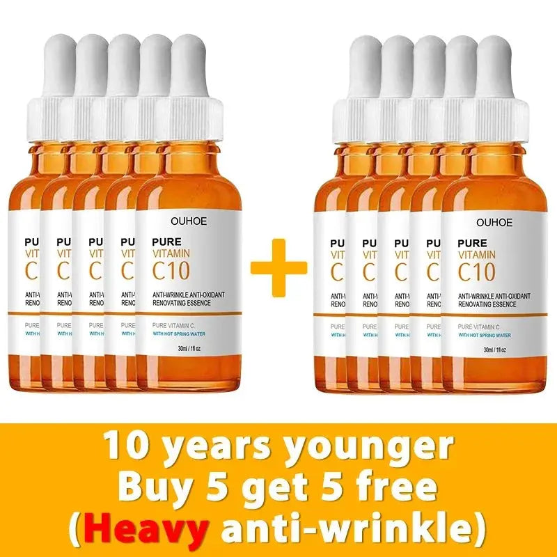 Vitamin C Wrinkle Remover Face Serum Lifting Firming Fade Fine Lines Anti-aging Essence Whitening Brighten Nourish Skin Care Nova Trendz