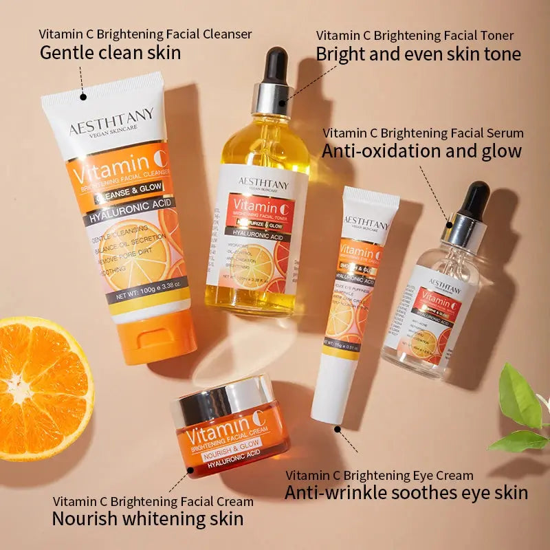 Natural Vitamin C Skin Care Set Moisturizing Hyaluronic Acid Skin Care Kit 5PCS Women Beauty Set Nova Trendz