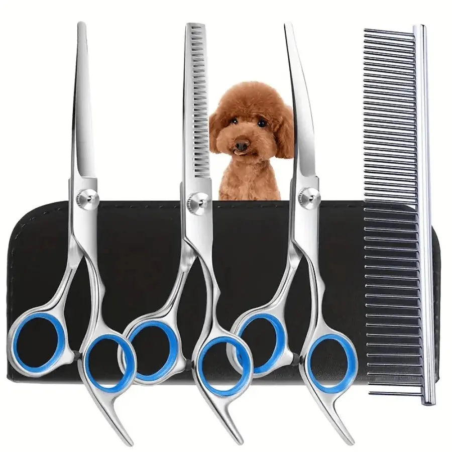 Dog Grooming Scissors Kit Professional Pet Cleaning And Grooming Tool Set- Safety Round Tip Stainless Steel hair scissors - Nova Trendz