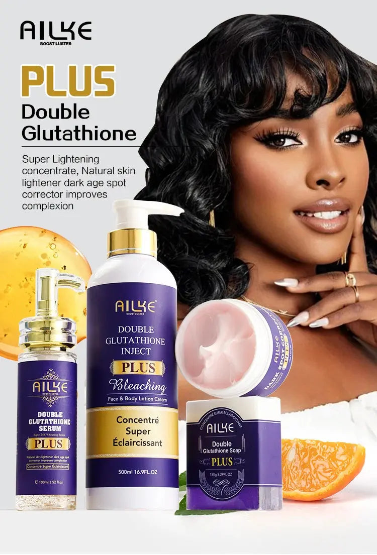AILKE Glutathione PLUS Skin Care Set, Advanced Lightening Lotion, Moisturizes Softens Skin, Skin Bleaching Kit for Men, Women Nova Trendz