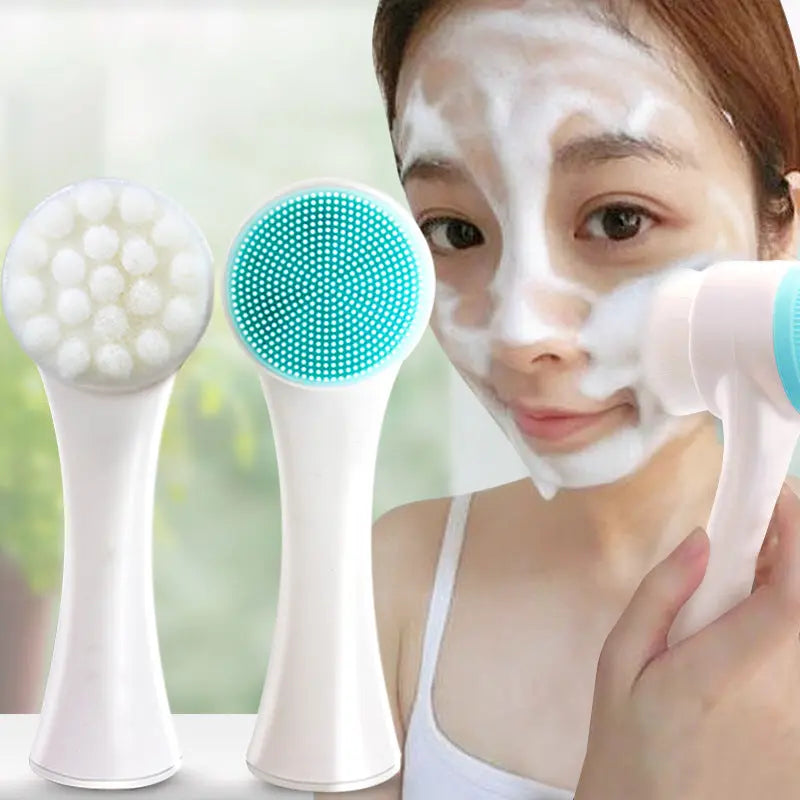 Silicone Facial Facial Cleansing Brush Manual Massage Facial Cleansing Brush Soft Bristles Silicone 3D Double-Sided Face Brushes Nova Trendz