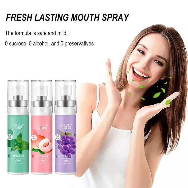 20ml Long lasting Mouth Freshener Spray Fruity Oral Spray Remove Bad Breath Portable Breath Fresh Refreshing Oral Care Wholesale Nova Trendz