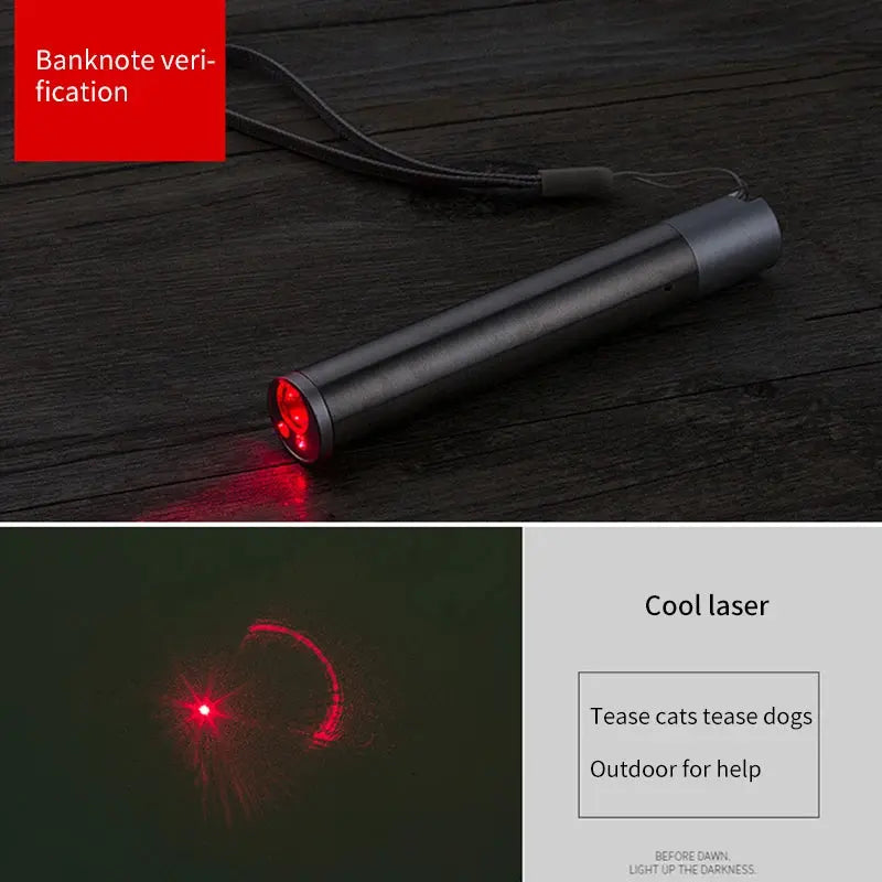 Pointers USB Charging Rechargeable 3-in-1 Flashlight Red Camping Lamp Multifunctional Toy UV Props Pet Training Nova Trendz