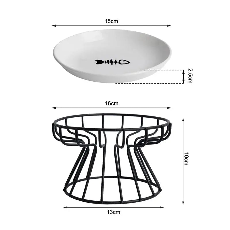 Ceramic For Dog Cat Puppy Kitten Elevated Cat Feeder Drinker Pet Feeder Bowl Pet Supplies Cat Food Bowl Water Feeder Container Nova Trendz