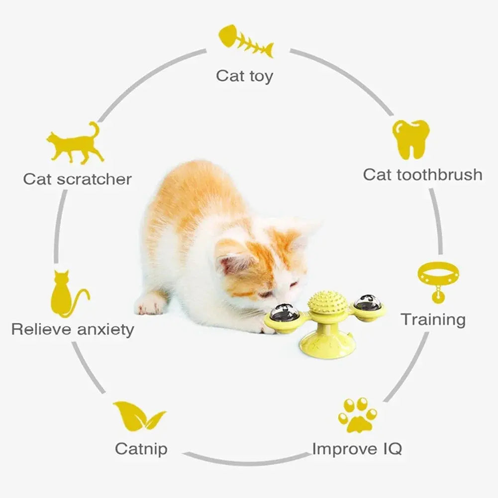 Kitten Toys For Indoor Cats Spinning Massage Toys For Kitten Wall Mount Cats Spinner Exercise Toy For Small Medium Large Cats - Nova Trendz