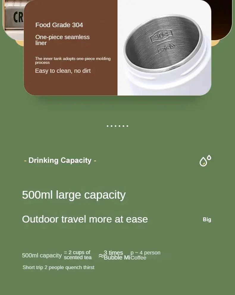 500ML Travel Electric T Kettle Fast Boiling Water Portable baby Milk Warmer Kettle 304 Stainless Steel Thermo Kettles Nova Trendz