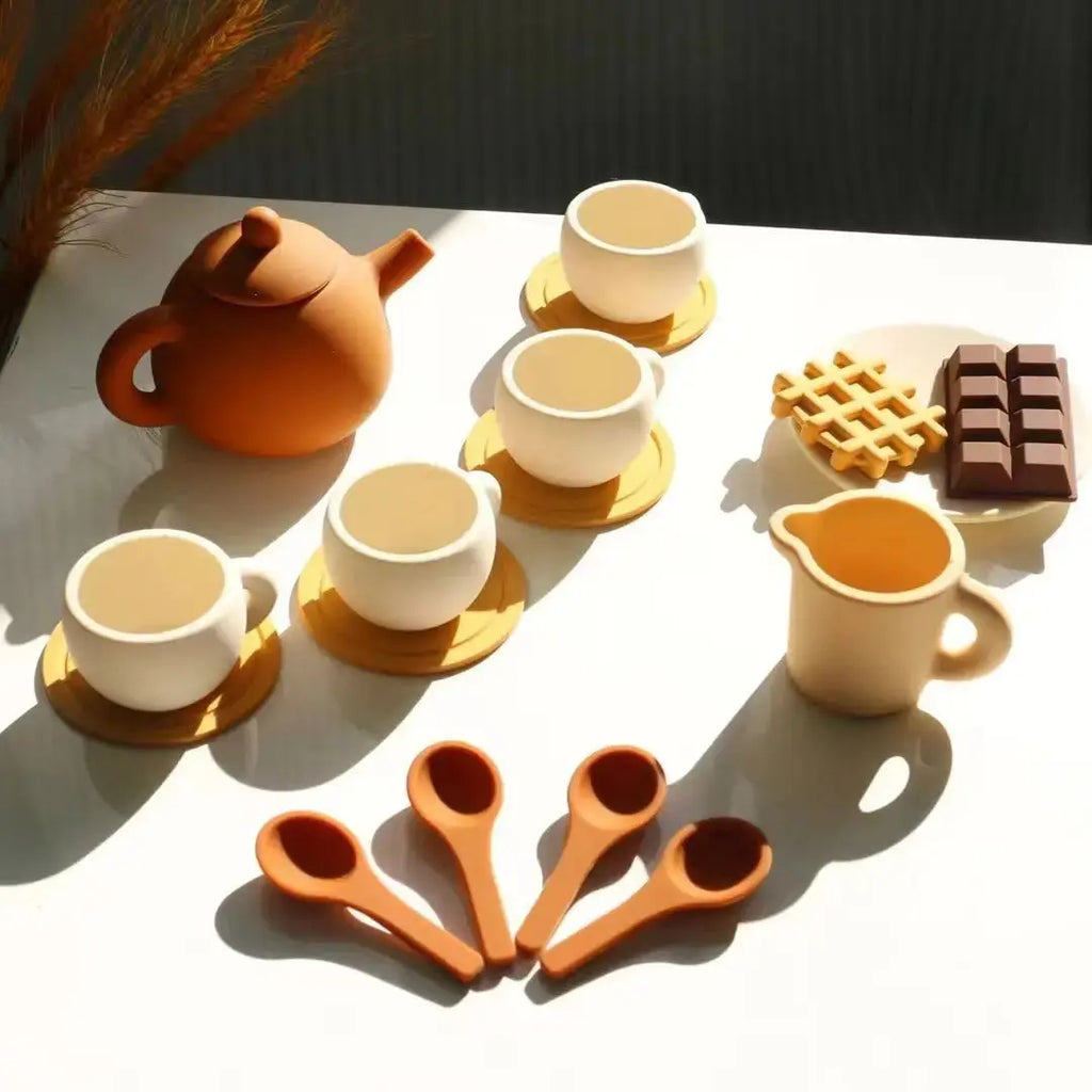 Silicone Afternoon Tea Set Toy Pretend Play Food Learning Role Play Game Early Educational Toy for Toddlers Girls Boys Kids Gift Nova Trendz