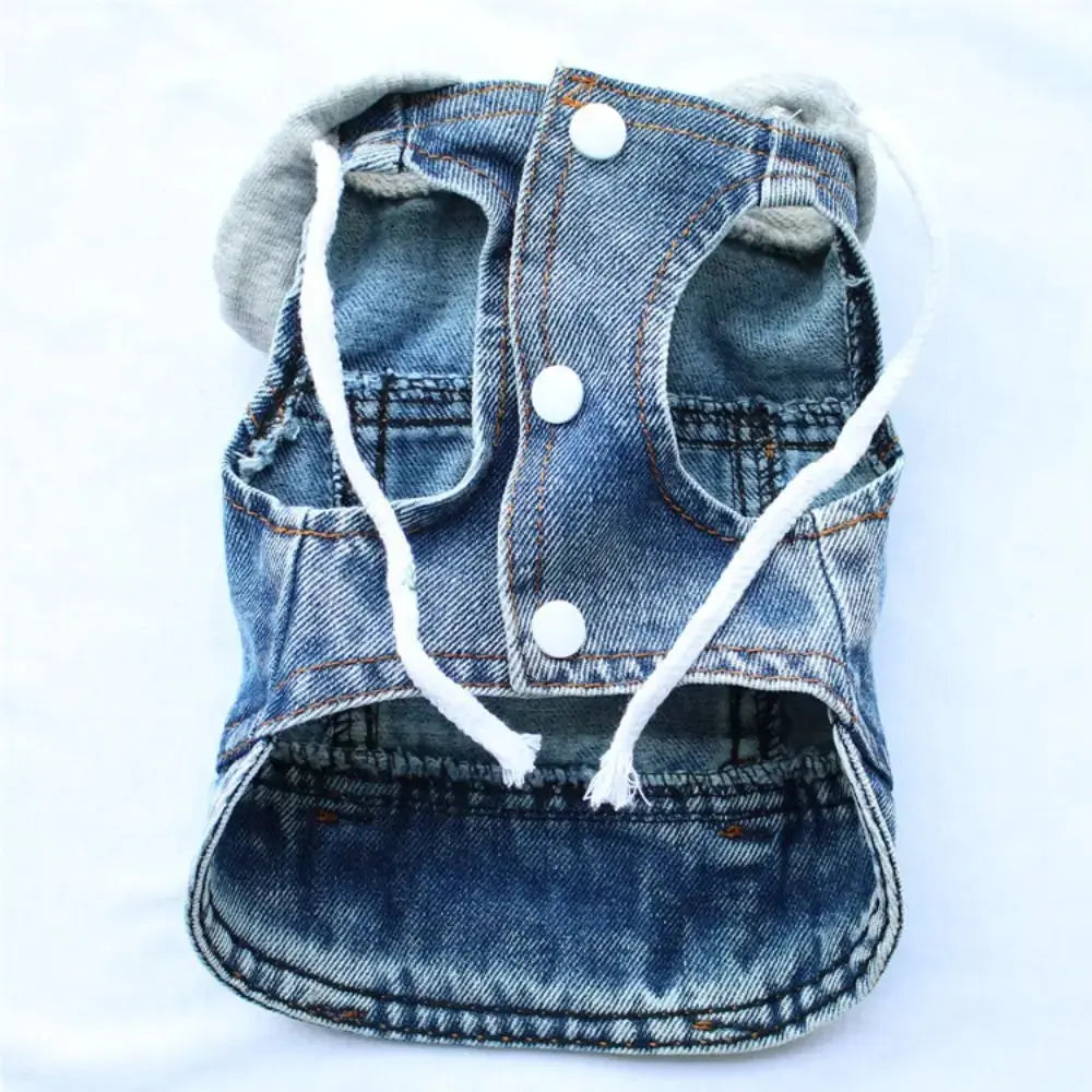 Denim Dog Jean Jacket Vest with D-Ring Cool Spring Dog Hoodies Breathable Lightweight Puppy Harness Coat For Small Medium Dogs - Nova Trendz