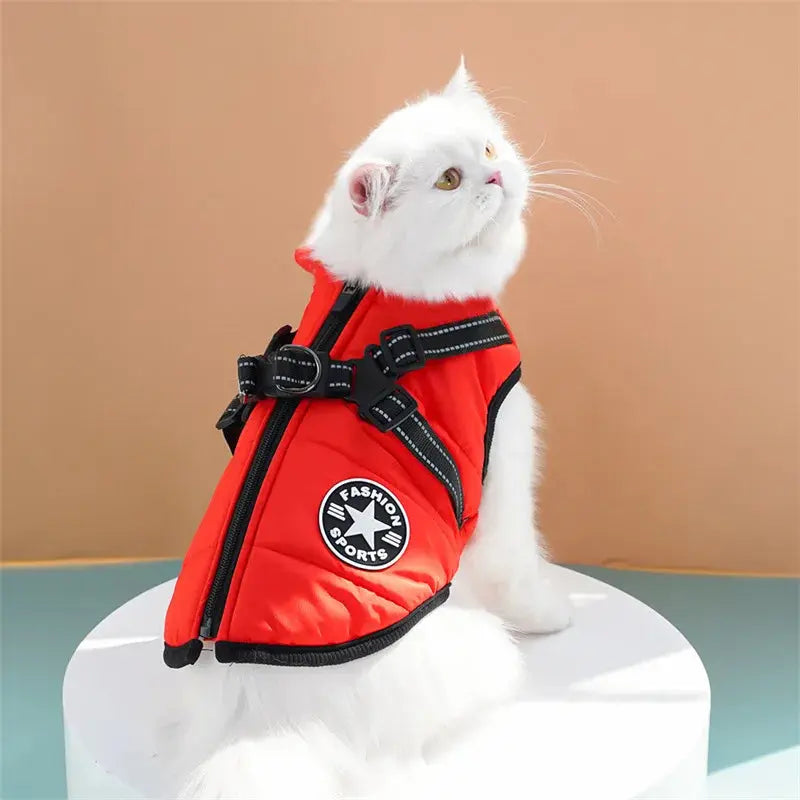 Pet Dog Coat with Harness Winter Cat Waterproof Coat Zipper Dog Jacket with Reflective Harness for Smal Medium Large Dogs - Nova Trendz