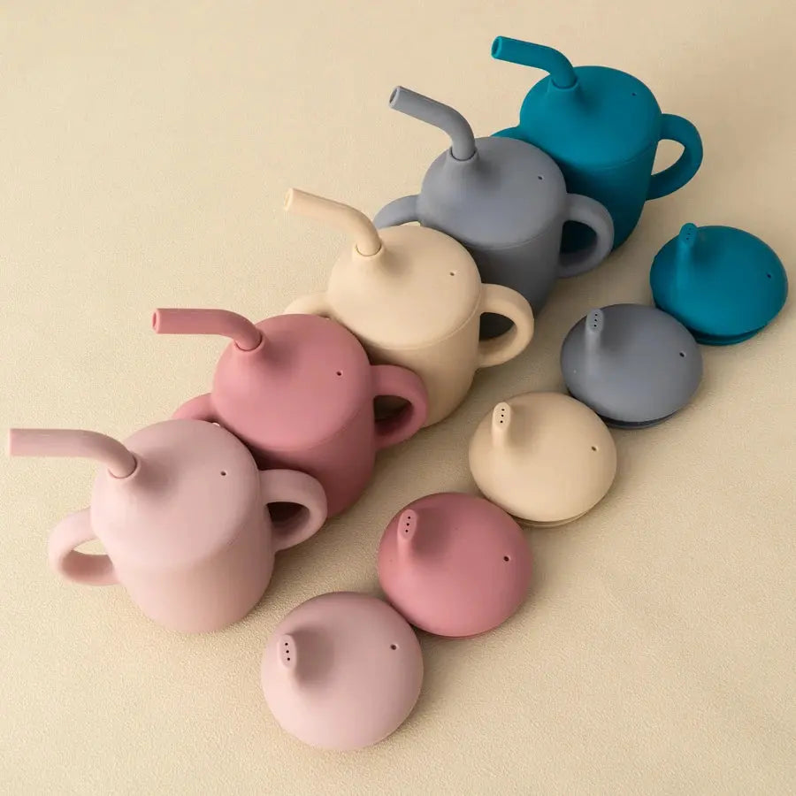 1PCS Two Lids Baby Silicone Straw Cup BPA Free Portable Storage Snack Container Feeding Cup Kids Learning Drink Cup Baby Stuff Nova Trendz