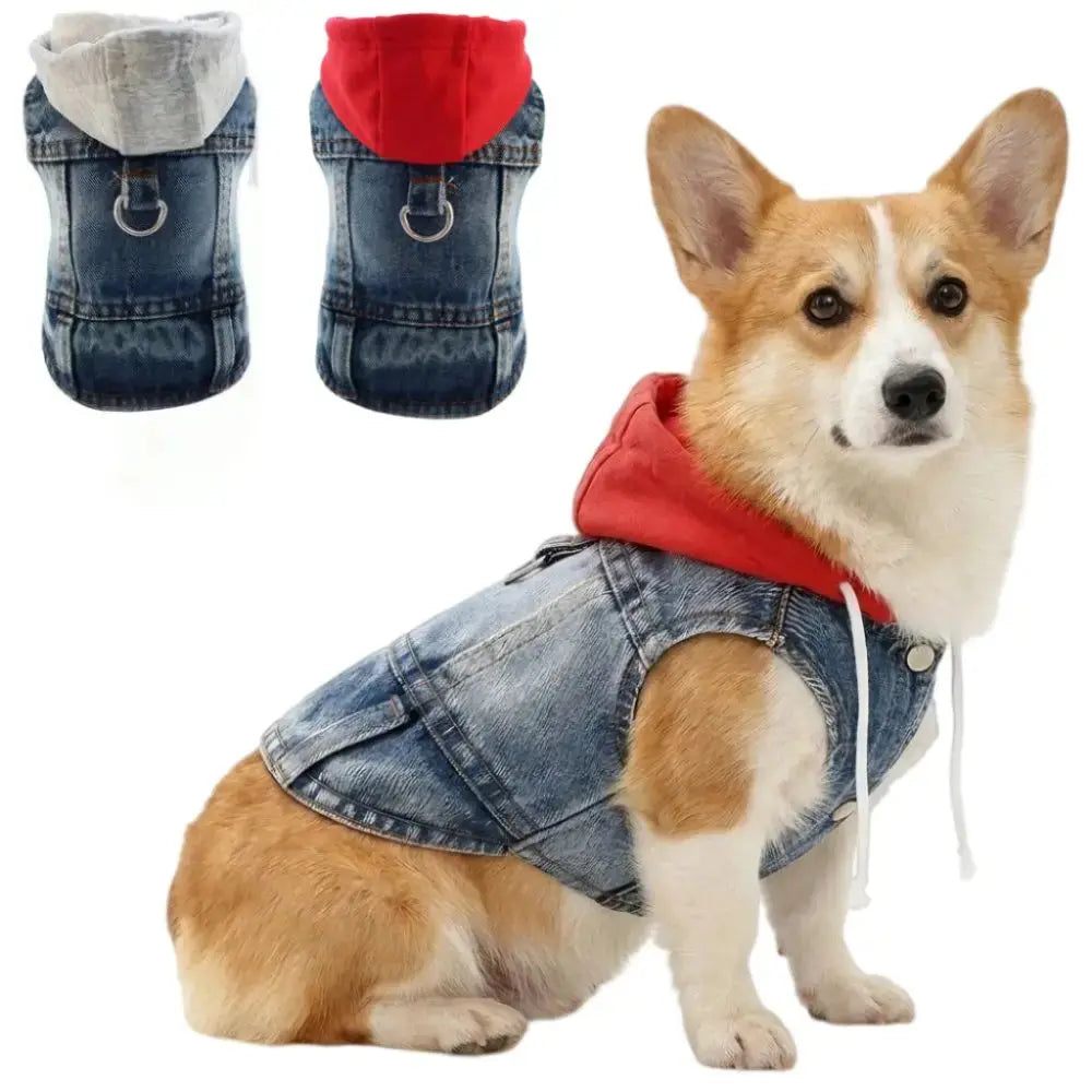 Denim Dog Jean Jacket Vest with D-Ring Cool Spring Dog Hoodies Breathable Lightweight Puppy Harness Coat For Small Medium Dogs - Nova Trendz