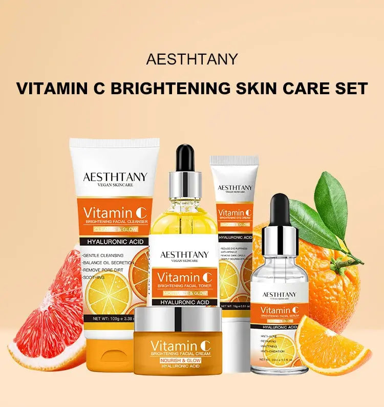 Natural Vitamin C Skin Care Set Moisturizing Hyaluronic Acid Skin Care Kit 5PCS Women Beauty Set Nova Trendz