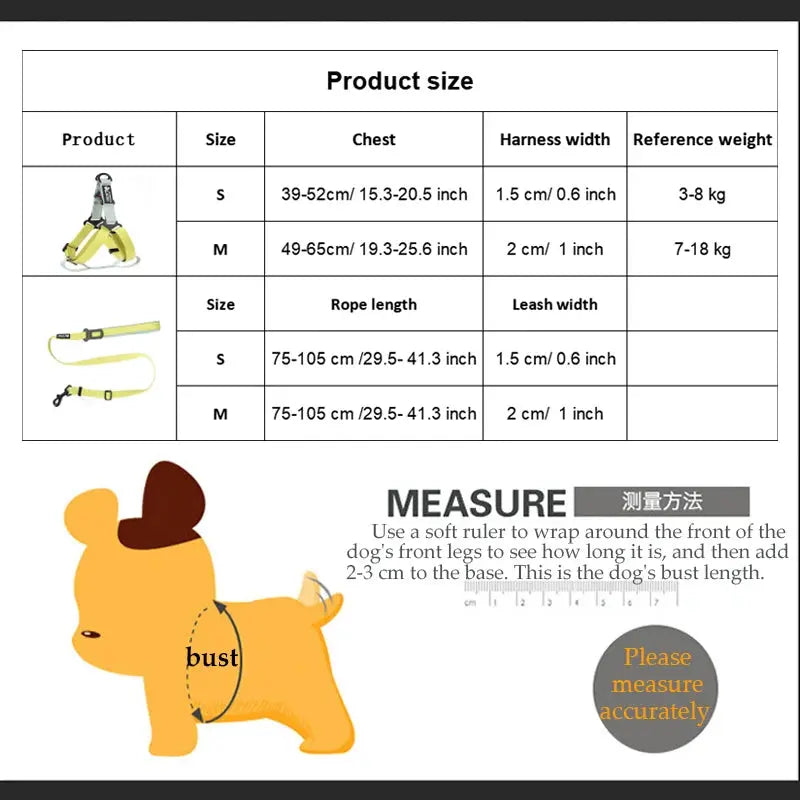 Adjustable Pet Harness for Small Medium Dogs Nylon Dog Harness Leash Set Puppy Harness Dog Accessories - Nova Trendz