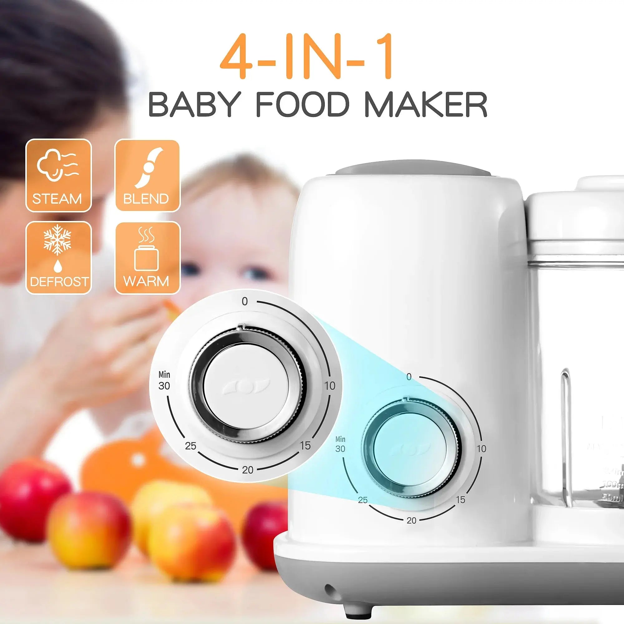 Baby Food Maker, 4 in 1 Baby Food Processor and Steamer, Puree Blender, Multifunctional Baby Puree Maker, Dishwasher Safe White Nova Trendz