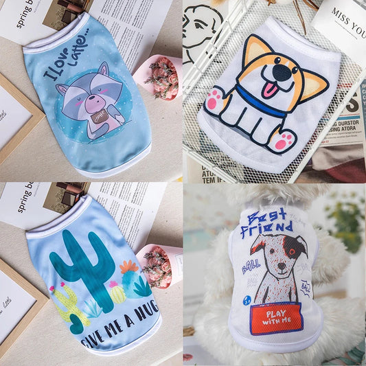 1 PC Lightweight Summer Vest for Pets Chihauhua XS-XXL Big Dogs Clothing Ice Felt Overall Cartoon No Fading Pet Cat Overalls