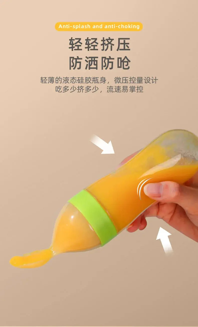 Squeezing Feeding Bottle Silicone Newborn Baby Training Rice Spoon Infant Cereal Food Supplement Feeder Safe Tableware Tools Nova Trendz