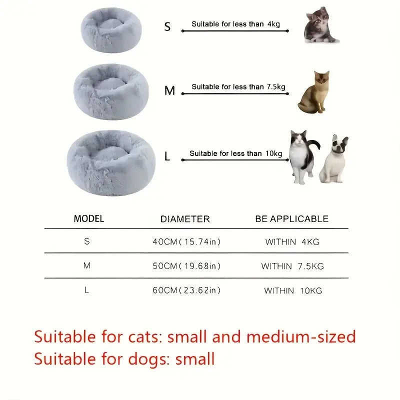 1PC comfortable striped plush pet bed, suitable for cats and dogs,warm,deep sleep round nest,filling,gray,soft,indoor - Nova Trendz