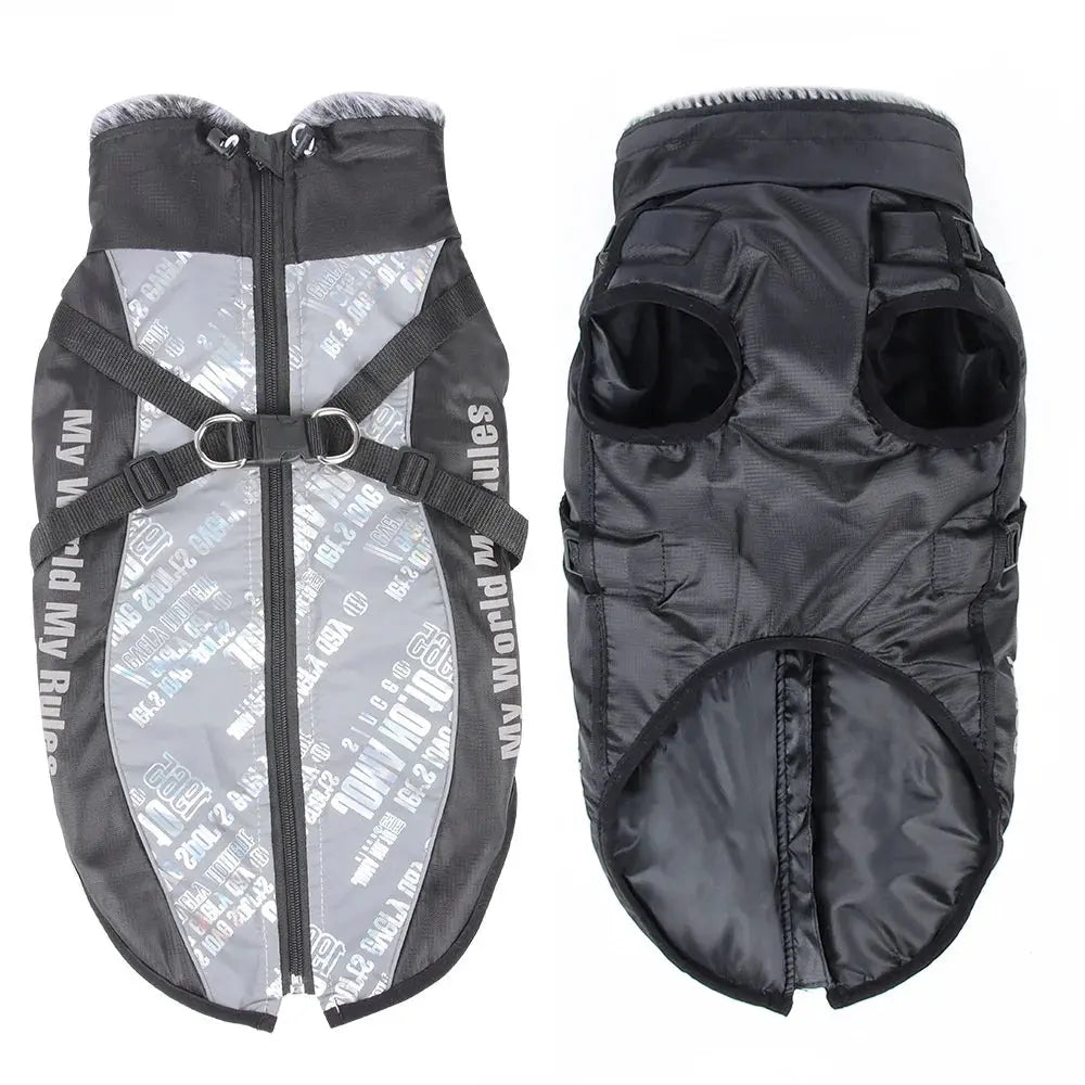 Thickened Big Dog Coat Jacket with Fur Collar Winter Warm Pet Clothes for Medium Large Dogs Greyhound Doberman mascotas Outfits - Nova Trendz