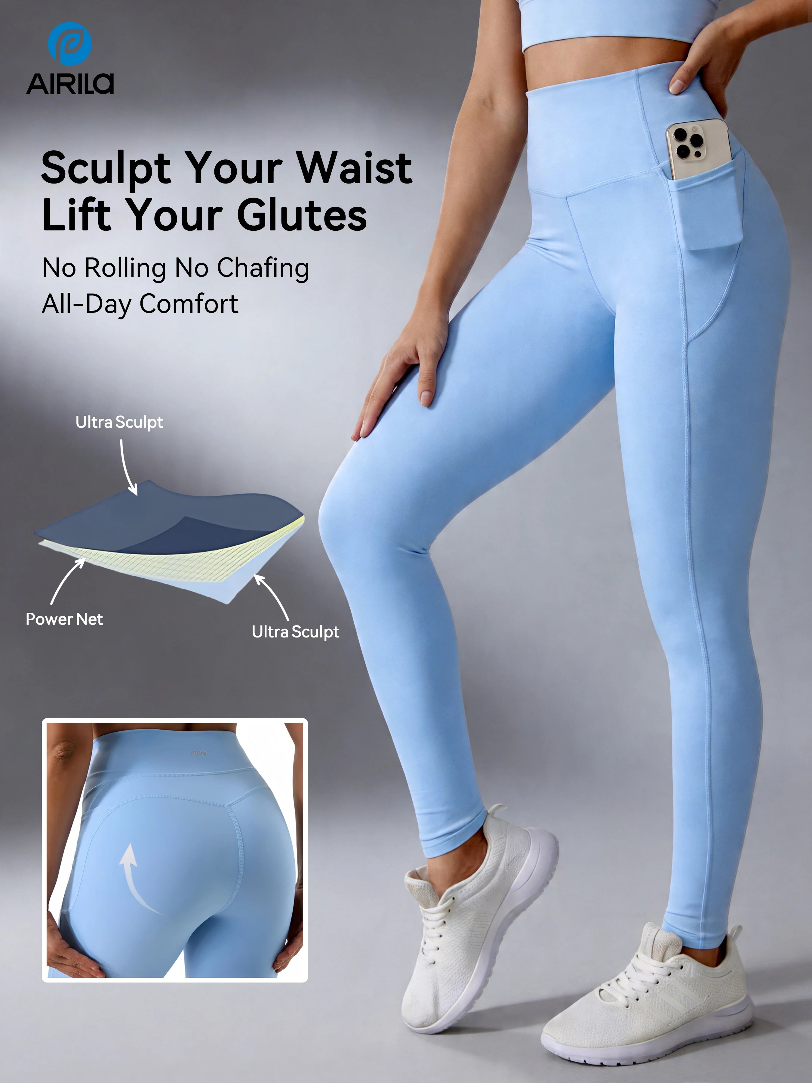 High Waist Ankle-Length Yoga Pants with Phone Pocket, High Stretch Butt Lifting & Tummy Control, Breathable Soft Gym Leggings Nova Trendz