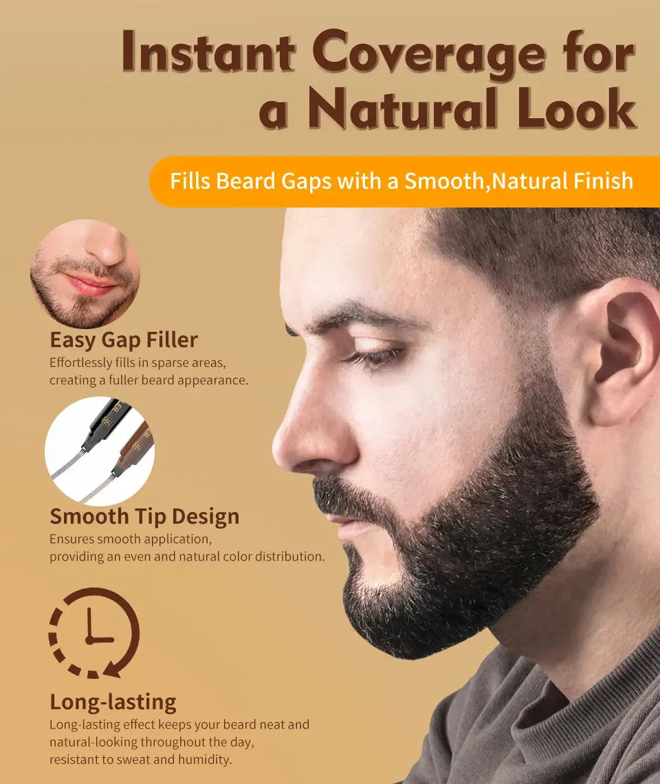Waterproof Beard Pen Filler Men Moustache Coloring Pen Beard Coloring Filling Enhancer Black Fiber Hair Beard Stuffing Pen Tool Nova Trendz
