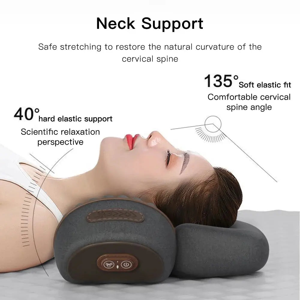 Electric Neck Massager Pillow Vibration Heating Massage Neck Traction Stretcher Support Cervical Spine Pain Relief Sleep Relax Nova Trendz