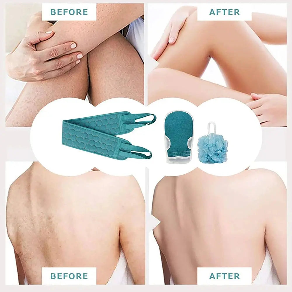 Exfoliating Body Scrubber Set - Includes Back Scrubber, Bath Glove And Shower Bath Sponge Loofah Nova Trendz