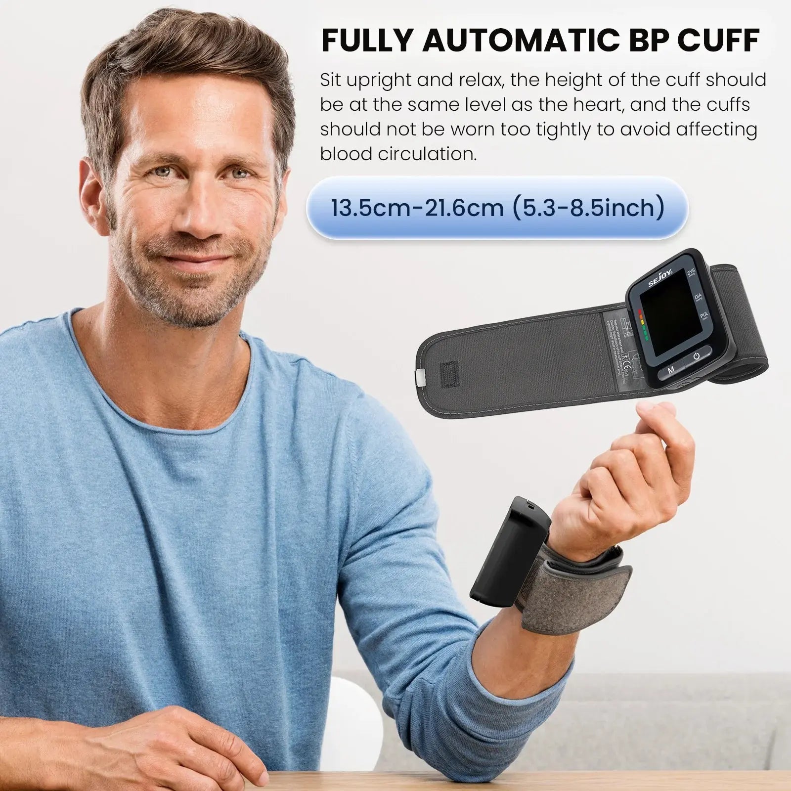 SEJOY Electronic Blood Pressure Monitor Wrist Cuff Tonometer Digital Sphygmomanometer Electronic BP Monitors Blood Meter Nova Trendz