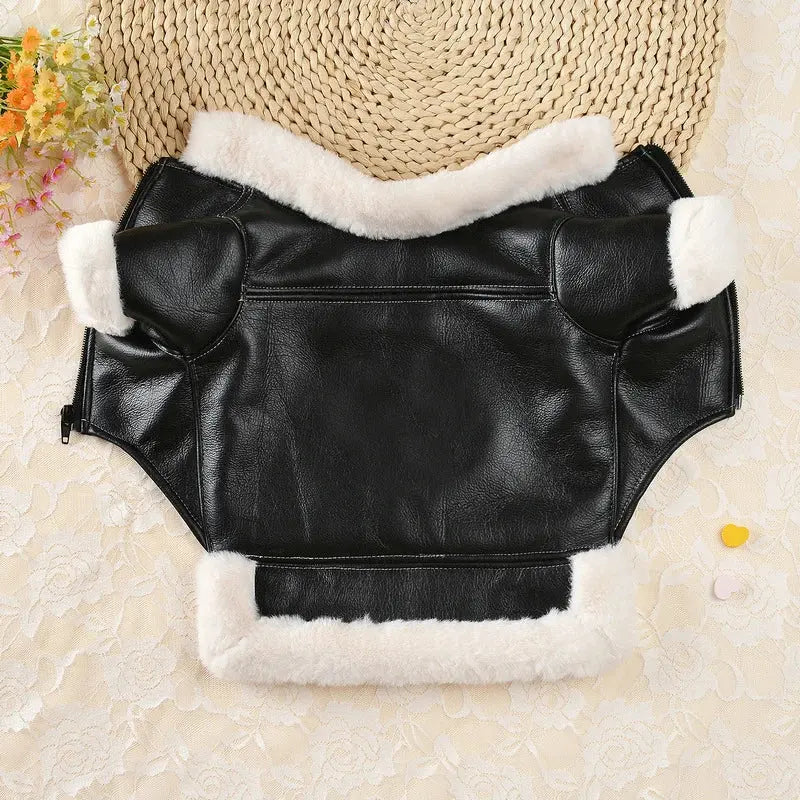 Flying Eagle PU Dog Clothes Plus Velvet Warm Pet Dog Coat Winter Thicken Leather Puppy Jacket Clothes For Small Medium Dogs Cats - Nova Trendz