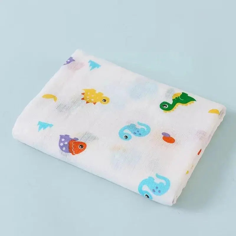 110cm Baby Swaddle Blanket Dual Layers  Blankets For Boys Girls Organic Cotton Soft Newborn Swaddle Wrap Burping Clothes - Nova Trendz