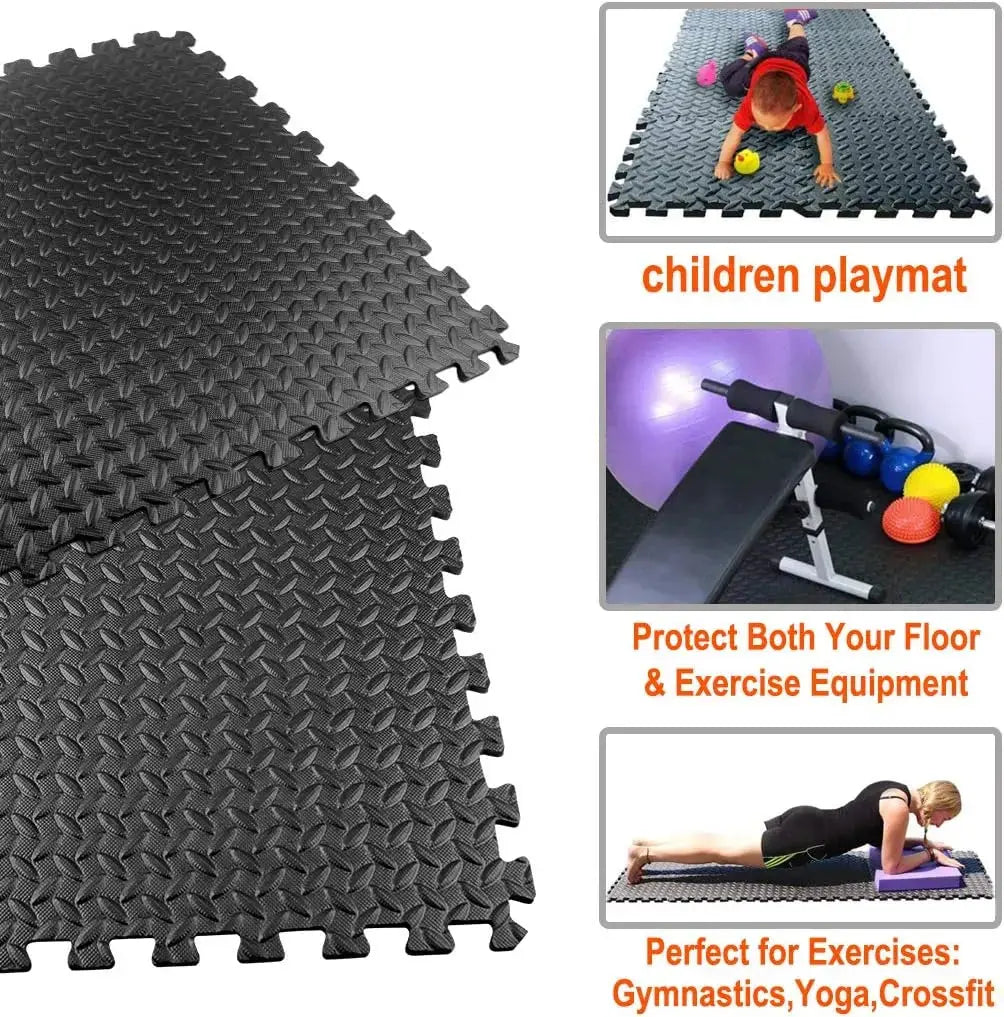 Puzzle Fitness Mat EVA Interlocking Foam Floor Tiles Sports Protection Yoga Home Gym Equipment Mat Non-Slip Floor Mat for Kids Nova Trendz