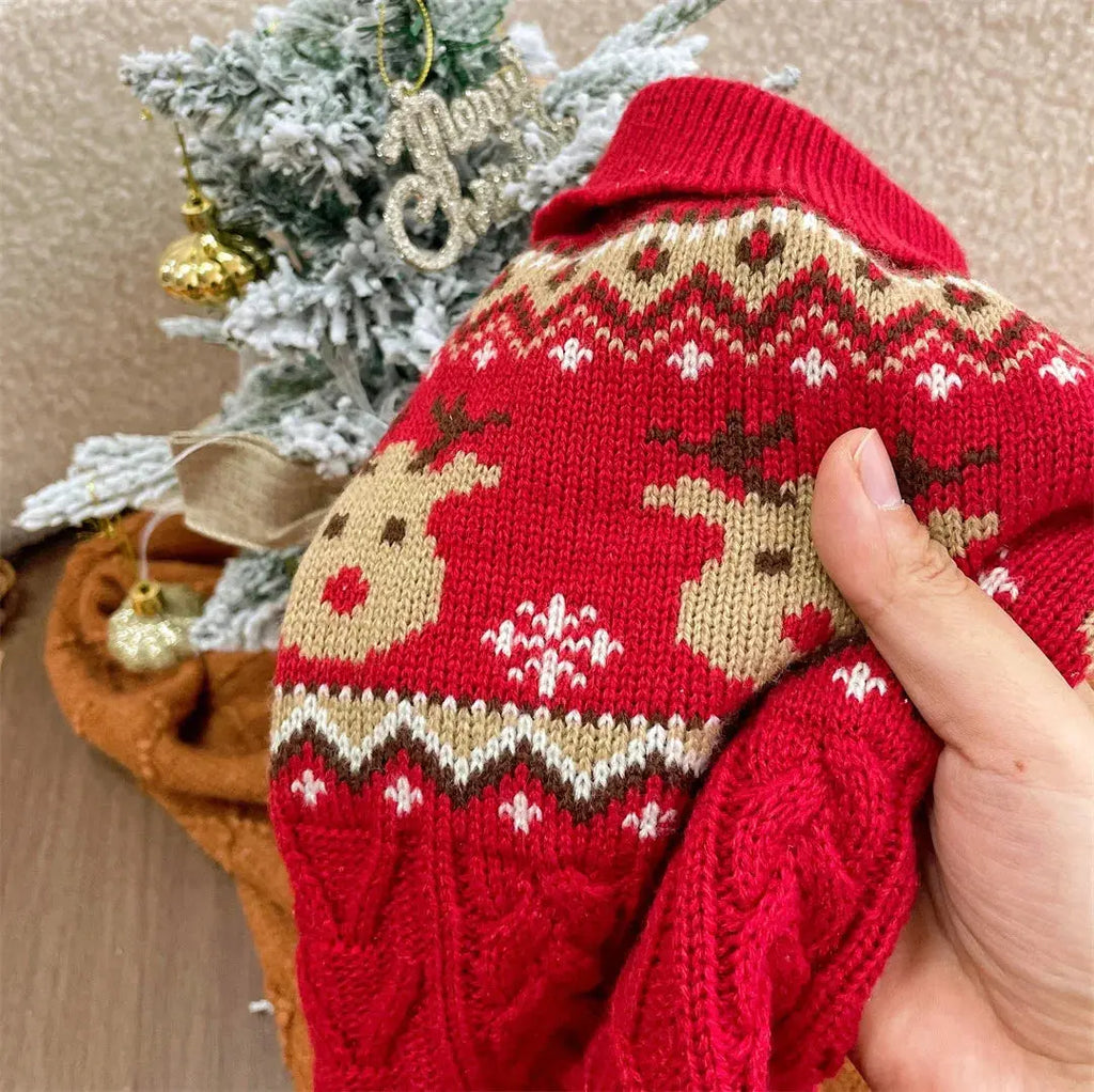 Dog Winter Clothes Pet Christmas Red Sweaters Sleeveless Gingerbread Reindeer Pattern Soft Warm Fall Winter Cats Dogs Clothes Nova Trendz