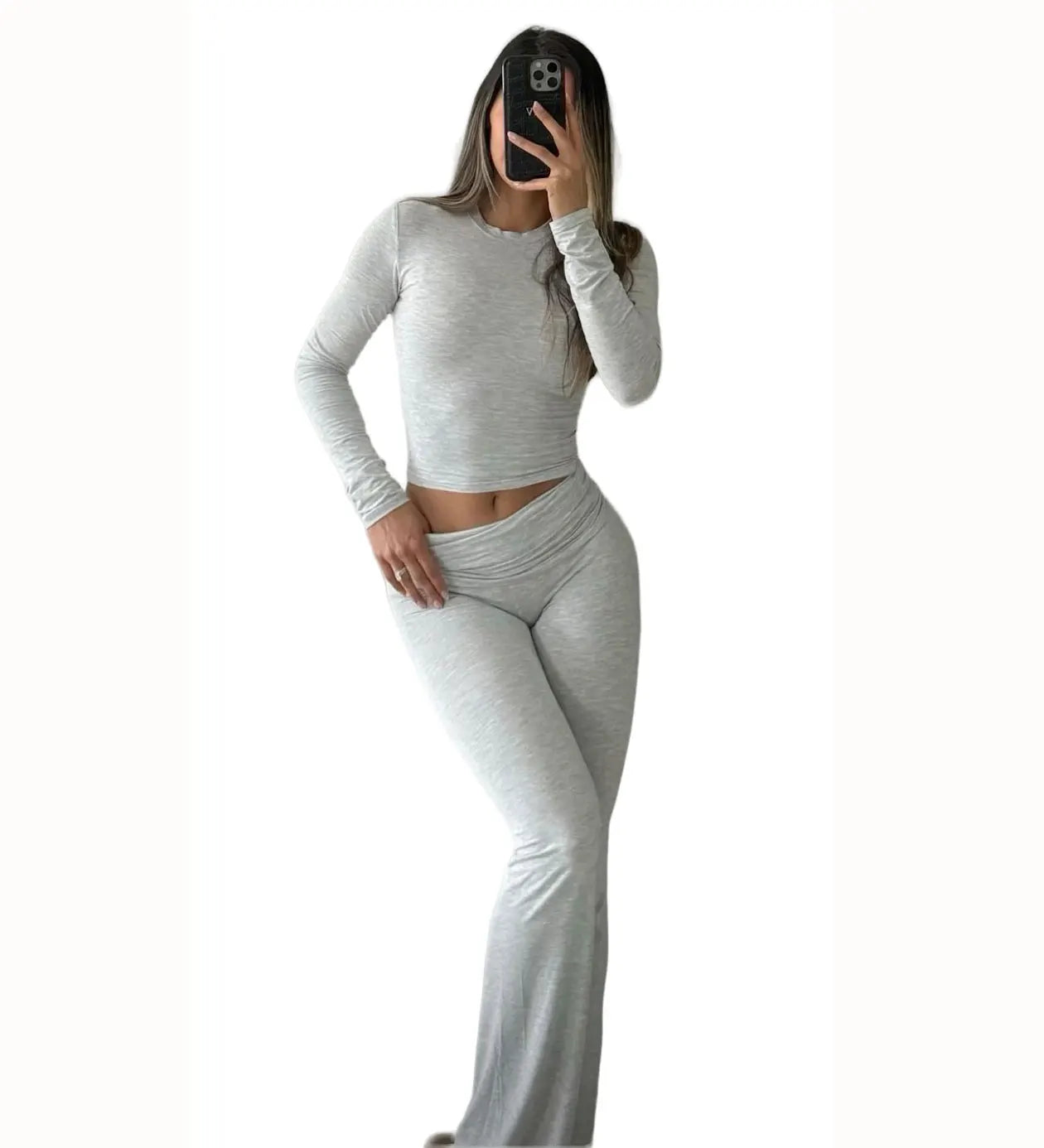Women's Yoga Two-Piece Set Long-Sleeve Wide-Leg Activewear Set Casual Home Yoga Set Coordinated Set Nova Trendz