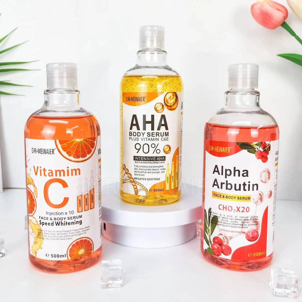 500ML Vitamin C AHA HYALURONIC& NICOTINAMIDE Face Serum Moisturizing Lightening Body Cream Honey&Almonds - Nova Trendz
