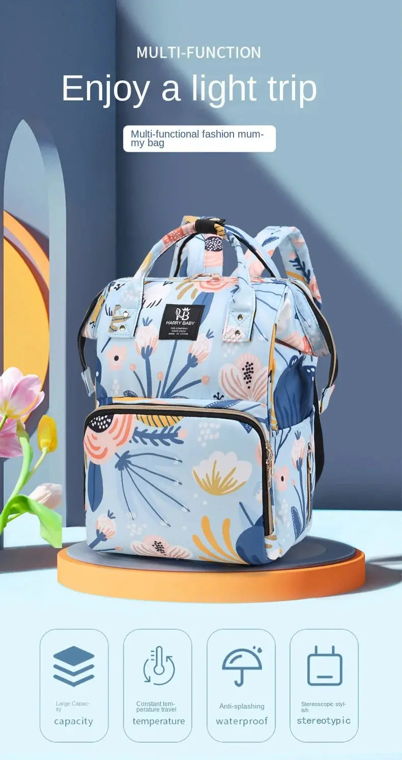 Fashion Print Nappy Backpack Bag Mummy Large Capacity Bag Mom Baby Multi-function Outdoor Travel Diaper Bags for Baby Care Stuff Nova Trendz