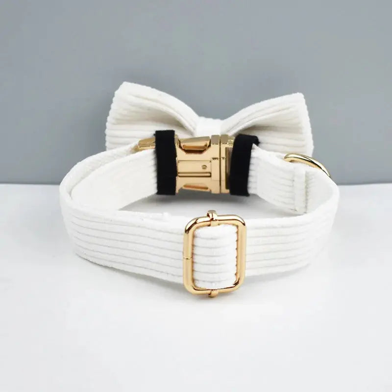 White Corduroy Dog Collar And Leash Set For Dogs Custom Engraved Nameplate Pet Supplies Dog Leash Corduroy12 Nova Trendz
