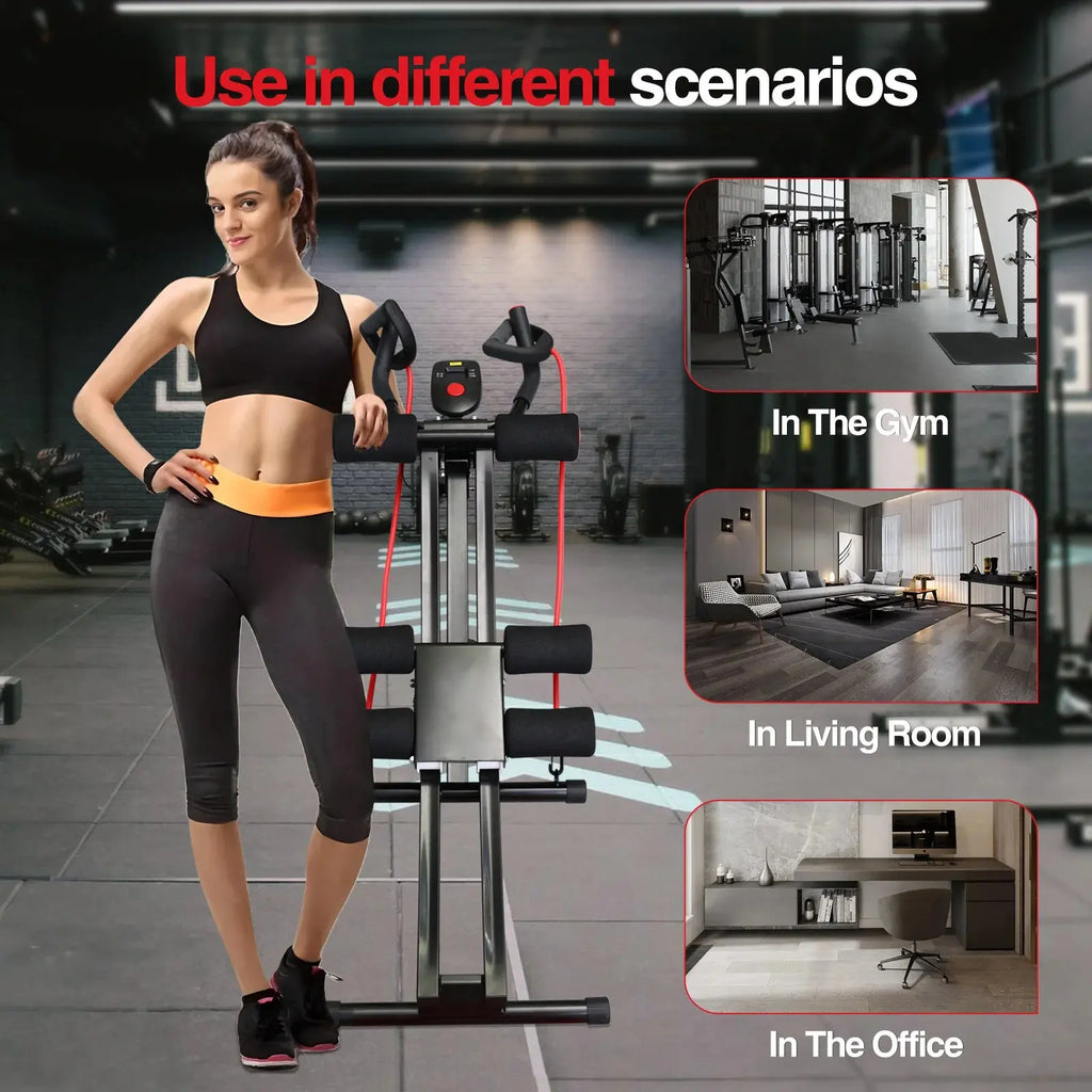 GIKPAL Foldable Ab Machine Ab Workout Equipment for Home Gym,Core & Abdominal Trainer Fitness Equipment Max 440lbs LCD Display Nova Trendz