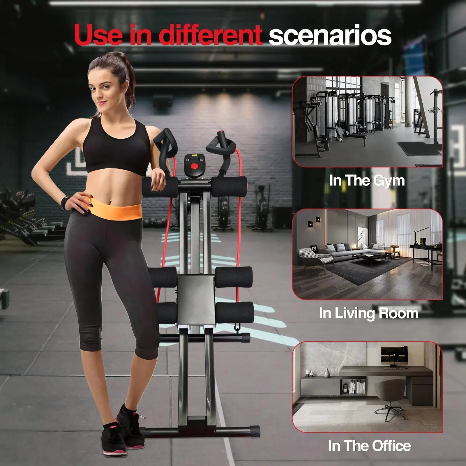 GIKPAL Foldable Ab Machine Ab Workout Equipment for Home Gym,Core & Abdominal Trainer Fitness Equipment Max 440lbs LCD Display Nova Trendz