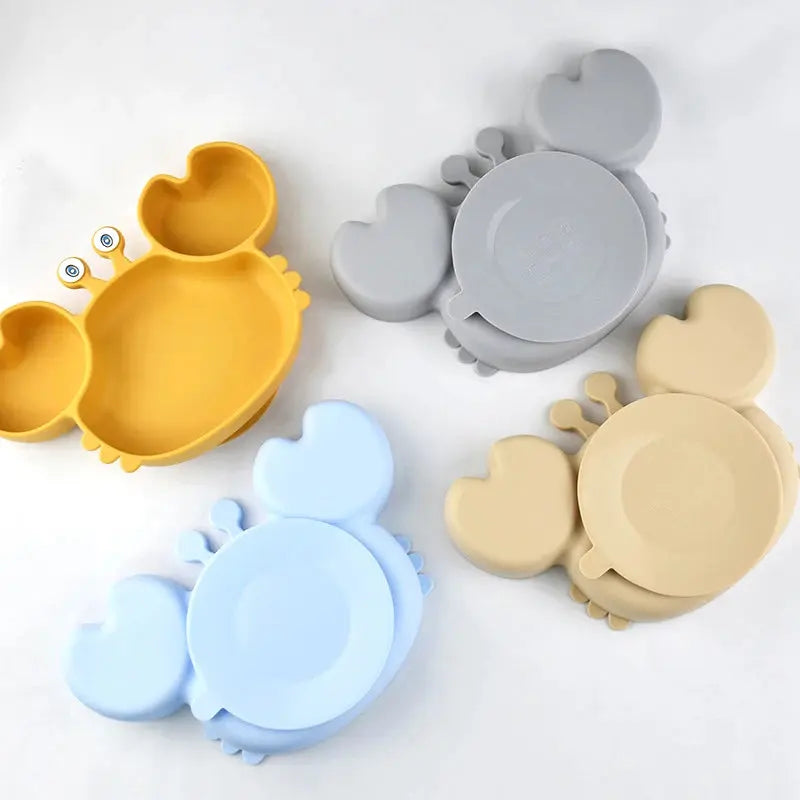 Food Grade Silicone Meal Plate Cartoon Toddler Plates Independent Feeding Training Anti-Drop Complementary Food Bowl Baby Stuff Nova Trendz