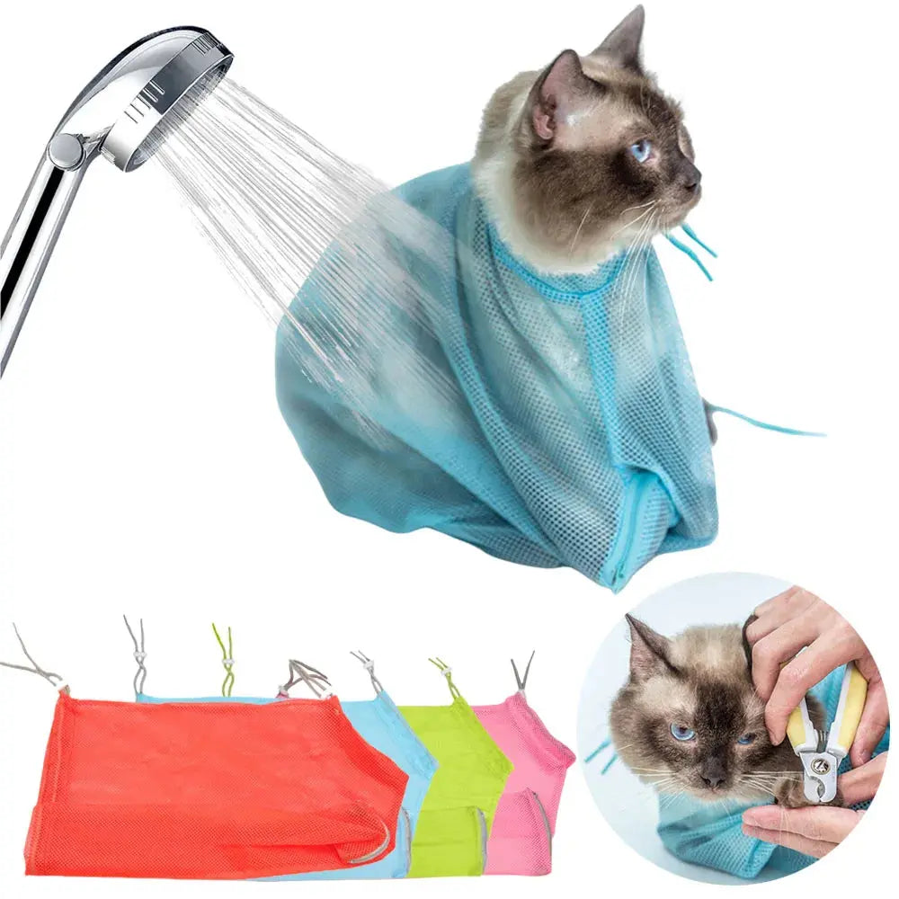 Cat Bathing Bag,Breathable Mesh Anti Scratch Cat Groom Bath Bag Adjustable Cat Grooming bag For Bathing Nail Trimming Nova Trendz