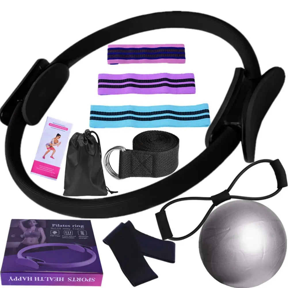 11PCS Pilates Loop Yoga Set 8 Resistance Band/Yoga Band Home Workout Pilates Ring Set Multifunctional Workout Set Yoga Equipment Nova Trendz