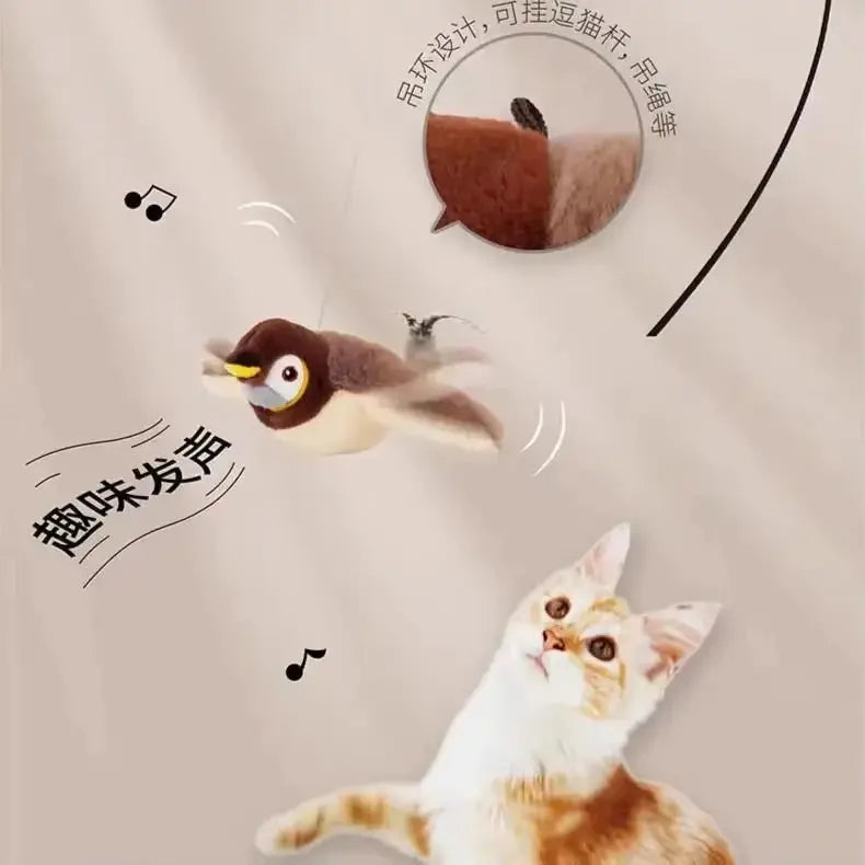 Interactive Flying Bird Cat Toy (with Catnip) Toy Flapping Bird Cat Toy Flying Interactive Flapping Chirping Bird Cat Toy Nova Trendz