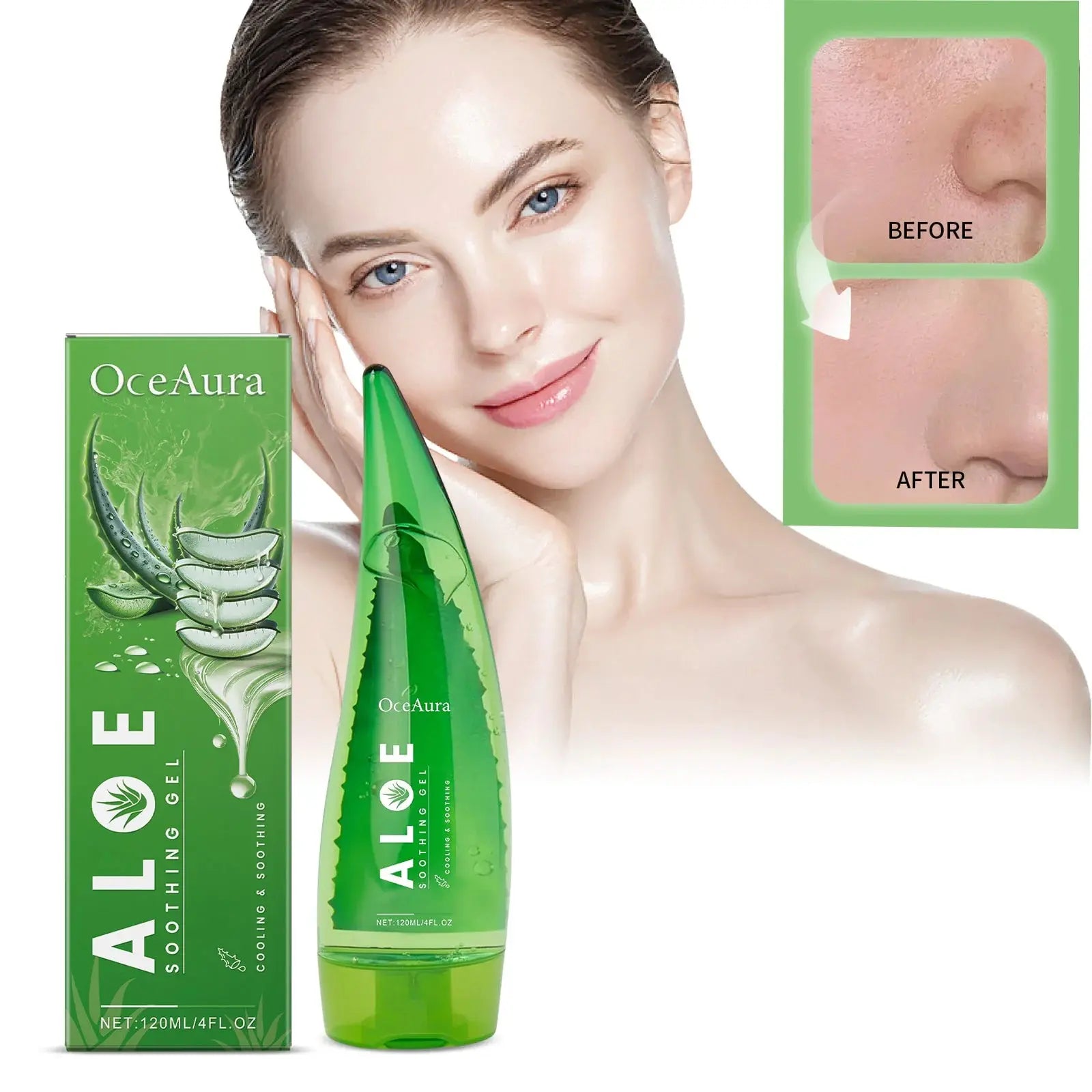 120ml Natural Organic Aloe Vera Gel Skin Lightening Moisturizing Tone Acne-removing Aloe Vera Gel After-sun Moisturizing Cream Nova Trendz