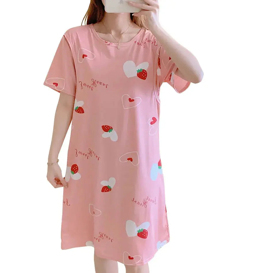 Maternity Clothings Nursing Dresses Breastfeeding Sleepwear Pattern Printing Cheerful and Lively Girl Feeling for Pregnant Women Nova Trendz