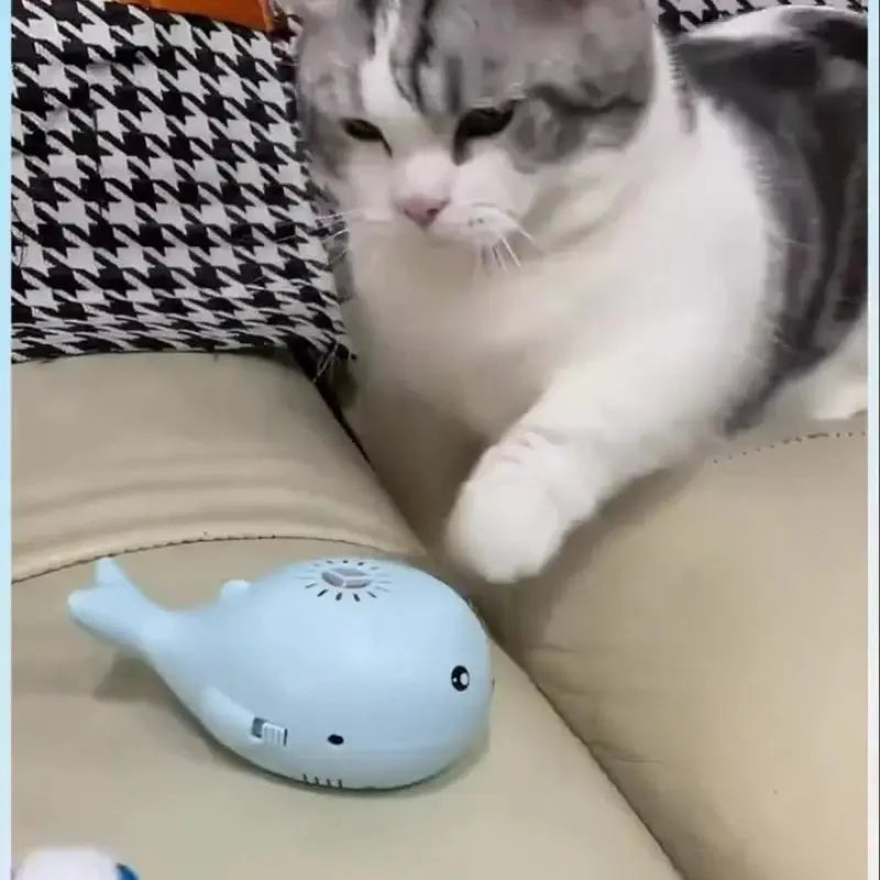 Interactive Cat Toys Electric Jet Floating Ball Cat Toy Whale Shaped Cat Toy Portable USB Dual Function Fan Pet Toy for Teaser Nova Trendz