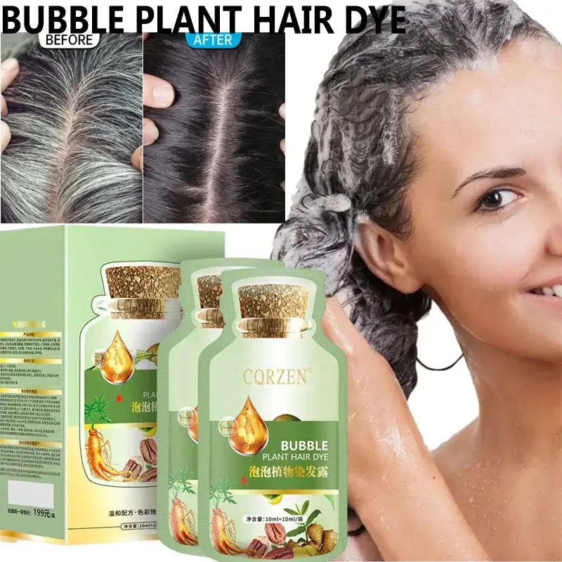 Pure Natural Herbal Hair Dye Shampoo Change Hair Color Cover Gray Hair White Hair Treatment Bubble Plant Hair Dye Hair Care Nova Trendz