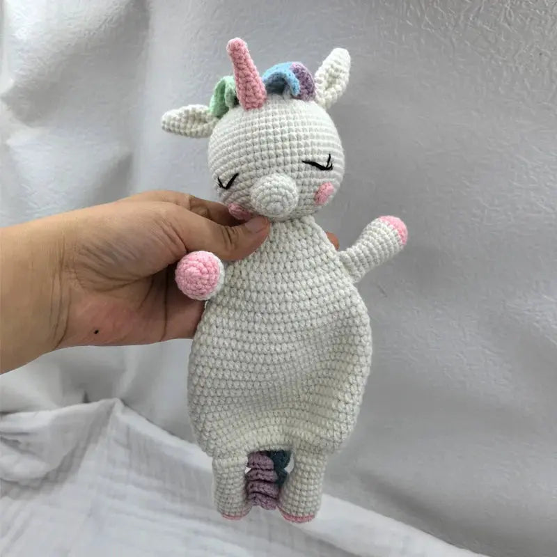 Baby Security Blanket Towel Feeding Bib Soft Towel Cotton Burping Cloth Infant Shower Gift Knitted Lovely Animal Rattle Sleep To Nova Trendz