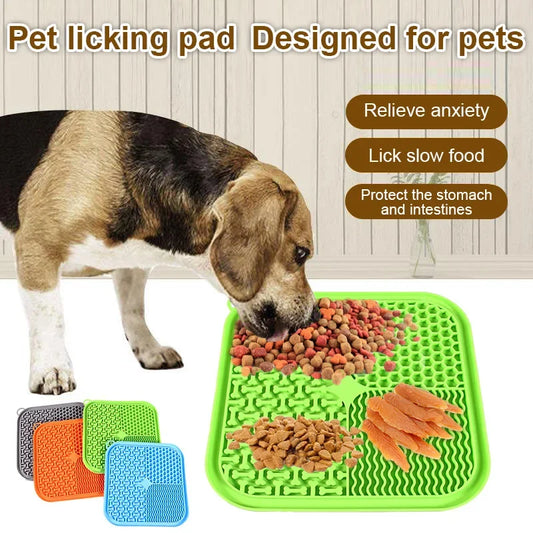 Cat Dog Slow Food Mat Pet Lick Silicone Mat Dog Feeder Supplies Suction Bowl Slow Food Mat Cats Dogs Feeding Supplies